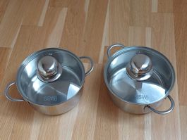 2 Edelstahl Kochtöpfe ca 1,5 Liter