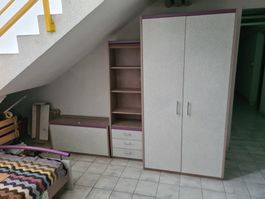 Ensemble chambre meuble gris et violet 6 piéces