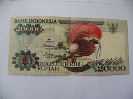 INDONESIA: 20,000 Indonesian Rupiah Banknotes, Top Zustand