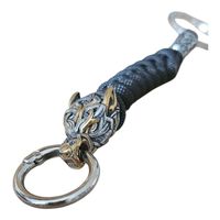 Wikinger-Wolf Schlüsselanhänger aus Edelstahl & Paracord