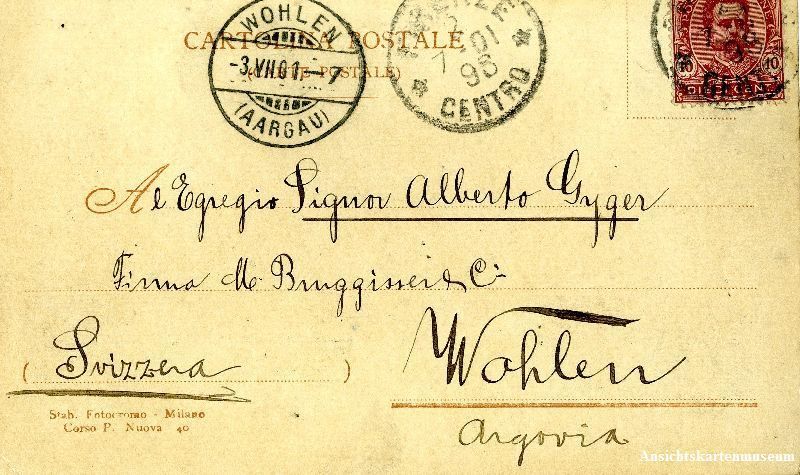 Cartoline postali: Firenze - Lung' Arno Vespucci + 1901 – Usato da Emmenbrücke venduto da teestube 1