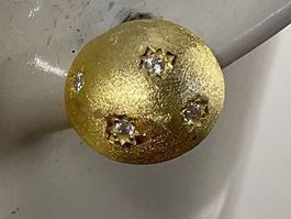 Ohrstecker Sterlingsilber, gelbverg. und mattiert, Zirkonias