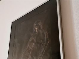 Krähe Rabe Zeichnung Original Wandbild
