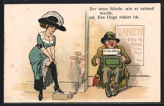 Cartoline postali: Ein Blinder stiert mit einem Auge auf ei – Usato da Berlin venduto da bartko-reher
