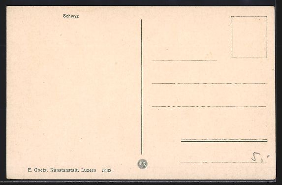 Cartoline postali: AK Schwyz, Ortsansicht mit Bergpanorama – Usato da Berlin venduto da bartko-reher 1
