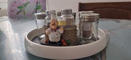 3St.de cuisine/K-halter-Papier-Roller+Drehbarer-Salz+Pfeffer