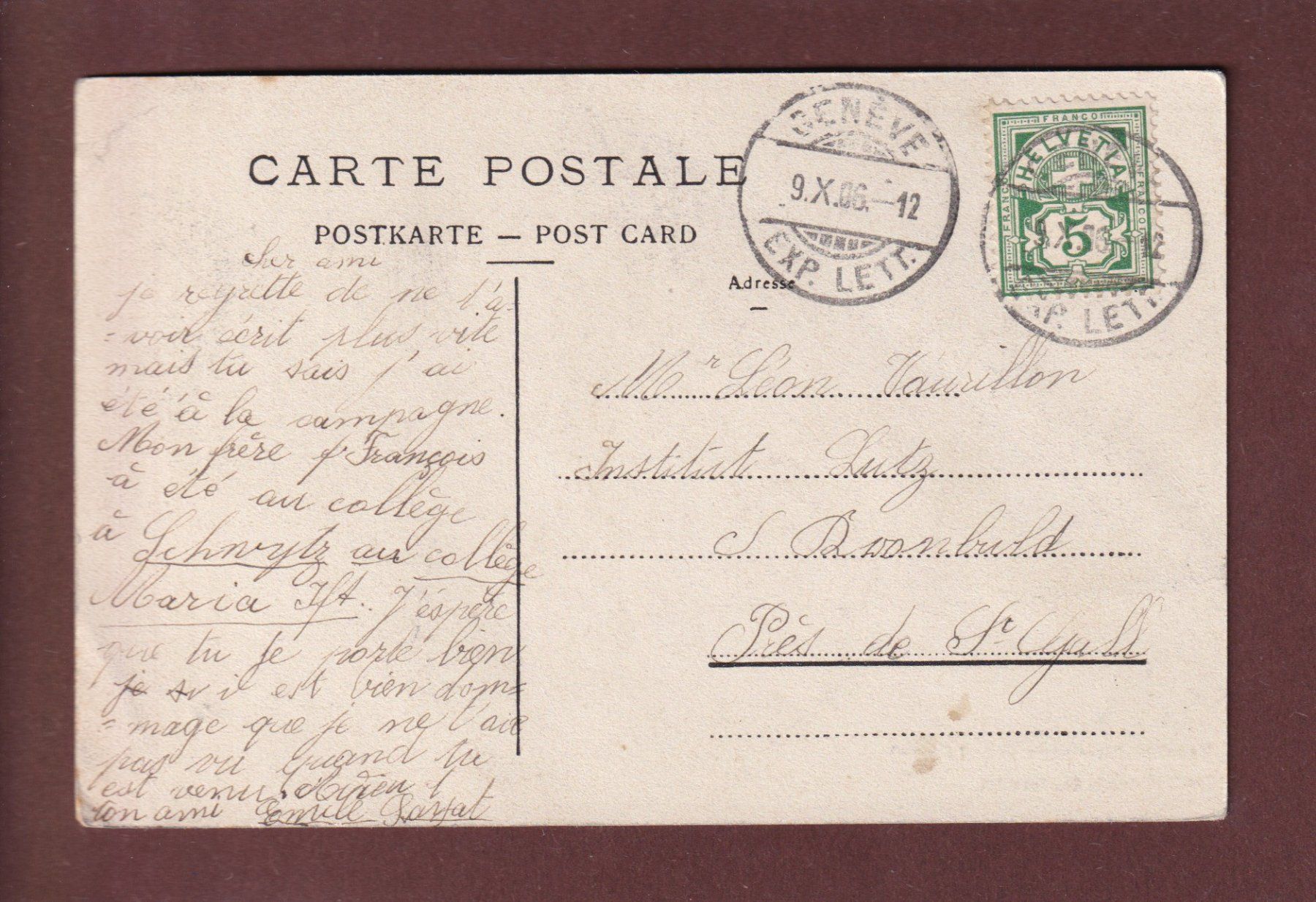 Cartoline postali: TERRITET-MONTREUX - 1906 – Usato da Pully venduto da nicecards 1