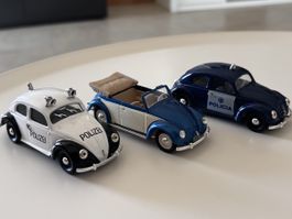 Lot de 3 miniatures Volkswagen Coccinelle police et cabriole