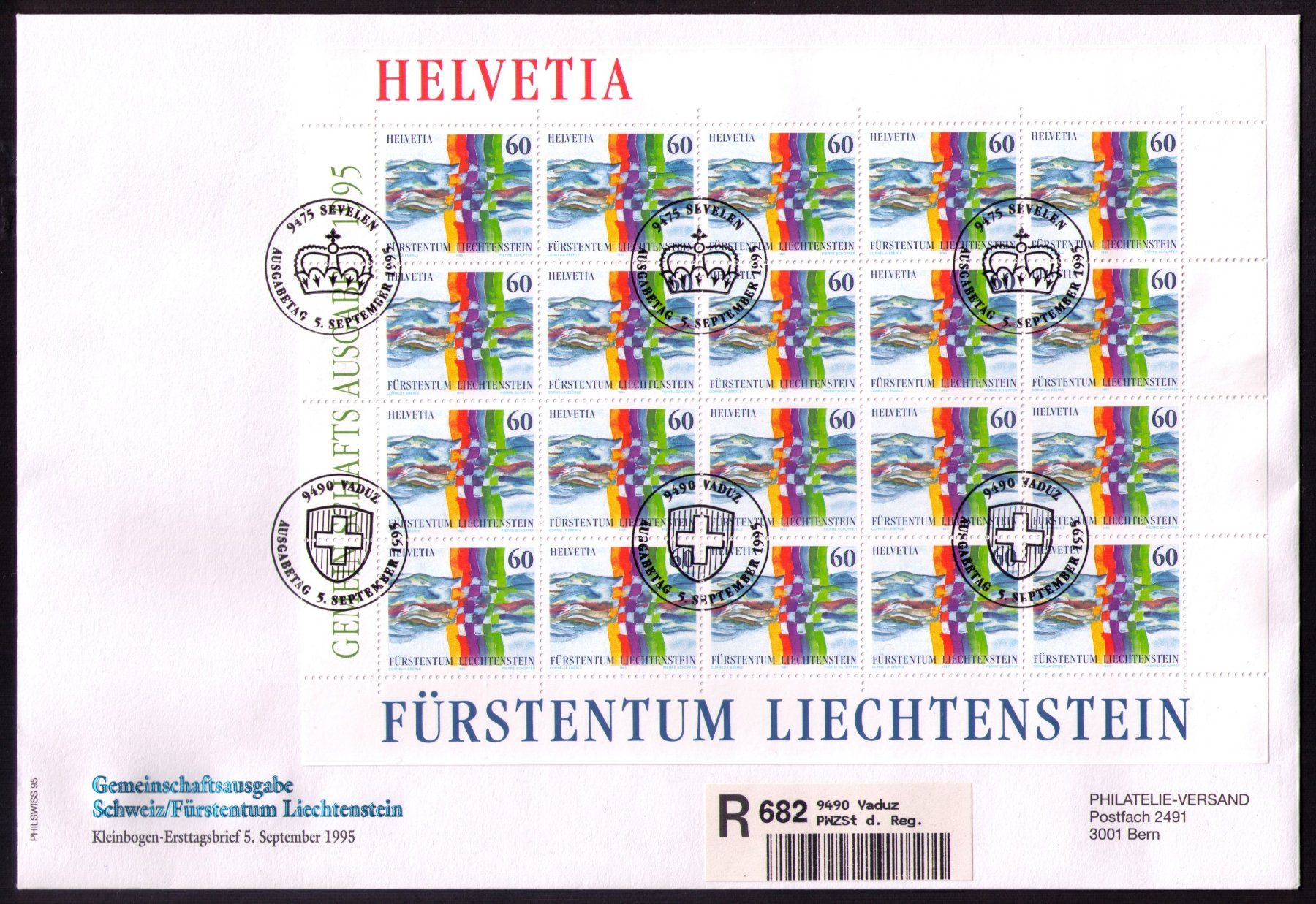 Alle Briefmarken: 1995_886_GEMEINSCHAFTSAUSGABE CH-FL_Bogen-FDC_2 versch. O !! – Neu (gemäss Beschreibung) aus Marthalen von Ch_quality 2