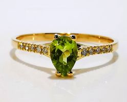 Peridot Diamant Ring 14k Gelbgold