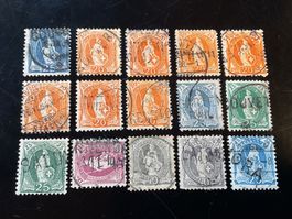 Lot stehende Helvetia mit Balkenstempel div. Typen