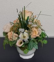 HÜBSCHES *KUNSTBLUMEN - GESTECK* IN LACHS IM TOPF/H CA. 30CM