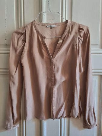 Blouse Maje rose nude 100% soie T1 / T34