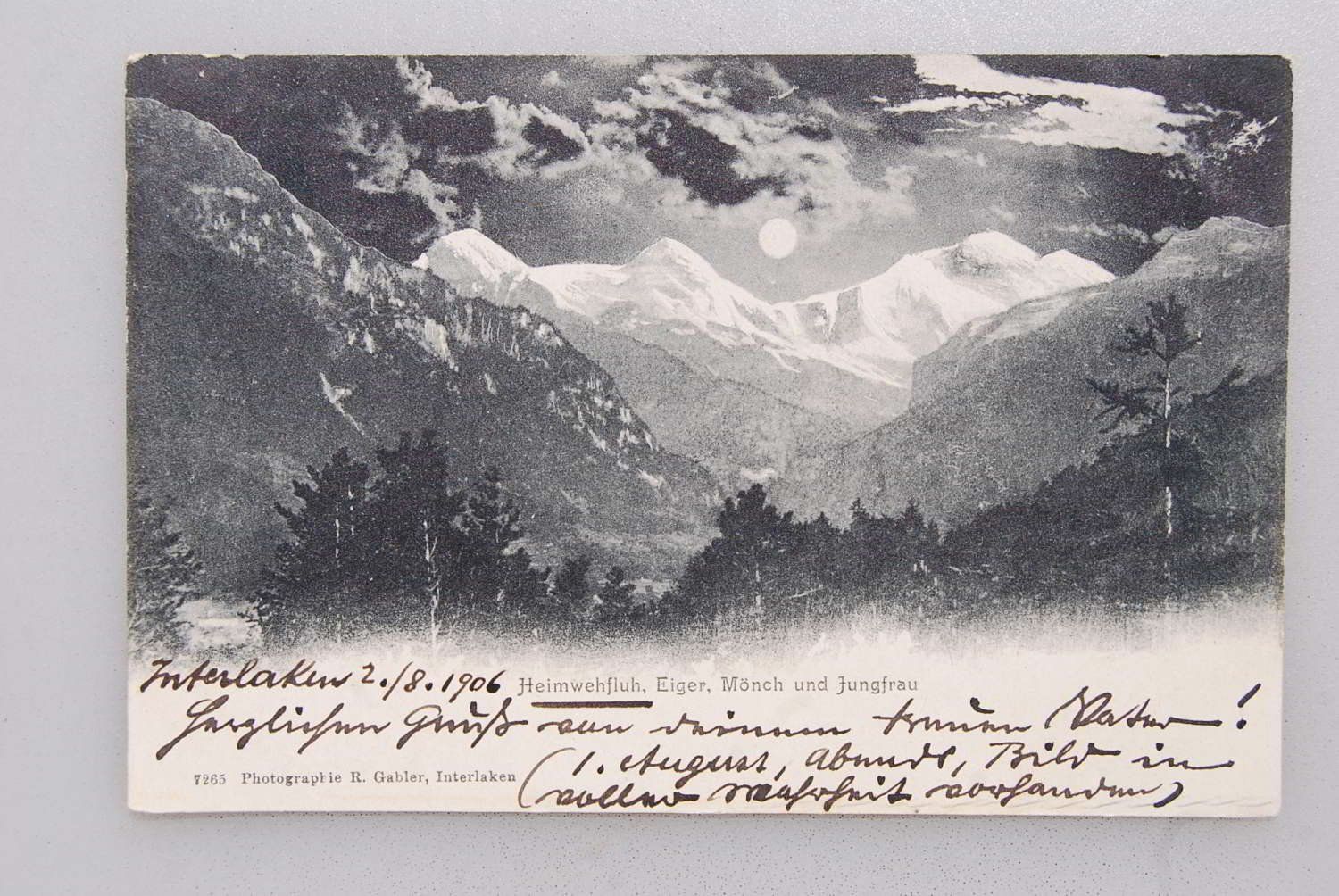 Cartoline postali: AK Heimwehfluh. Eiger, Mönch und Jungfrau 1906 – Usato da Rüfenacht BE venduto da Toro06