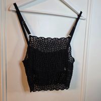 Vintage Top XS schwarz Spitze mit Cups