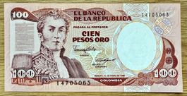 100 Pesos Oro Kolumbien 1986!!! UNC!!!