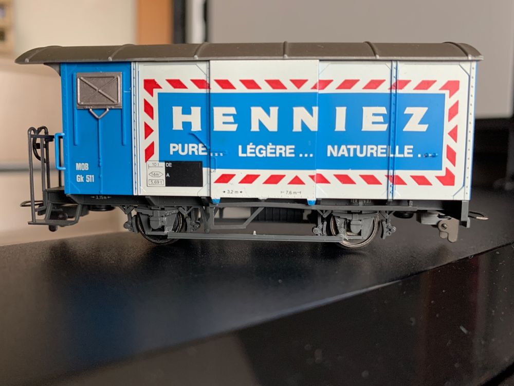 BEMO HOm – Wagon Couvert Henniez 2274 – Bleu – Train électrique – Occasion
