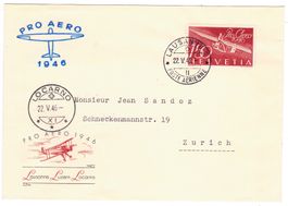 Lettre du Vol Pro-Aéro Lausanne-Locarno du 22.V.46