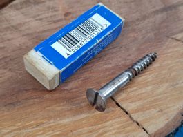 1 antike Senk Holz Schraube Ø 0.7cm x 5.5cm, roh (3516#NSH6)