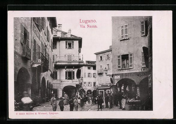 Cartes postales: AK Lugano, Via Nassa – D'occasion à Berlin par bartko-reher