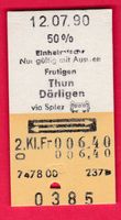 KARTON BILLETT, FRUTIGEN - DÄRLIGEN,2.KLASSE,RETOUR, HALBTAX