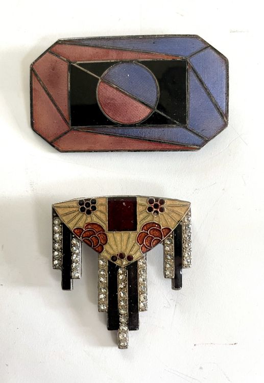 Lot De 2 Broches Anciennes Style Art Déco - Pièces Vintage, à Restaurer Ou Collection