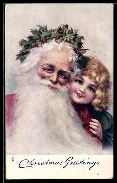 Cartoline postali: Christmas Greetings, Weihnachtsmann mit  – Usato da Berlin venduto da bartko-reher