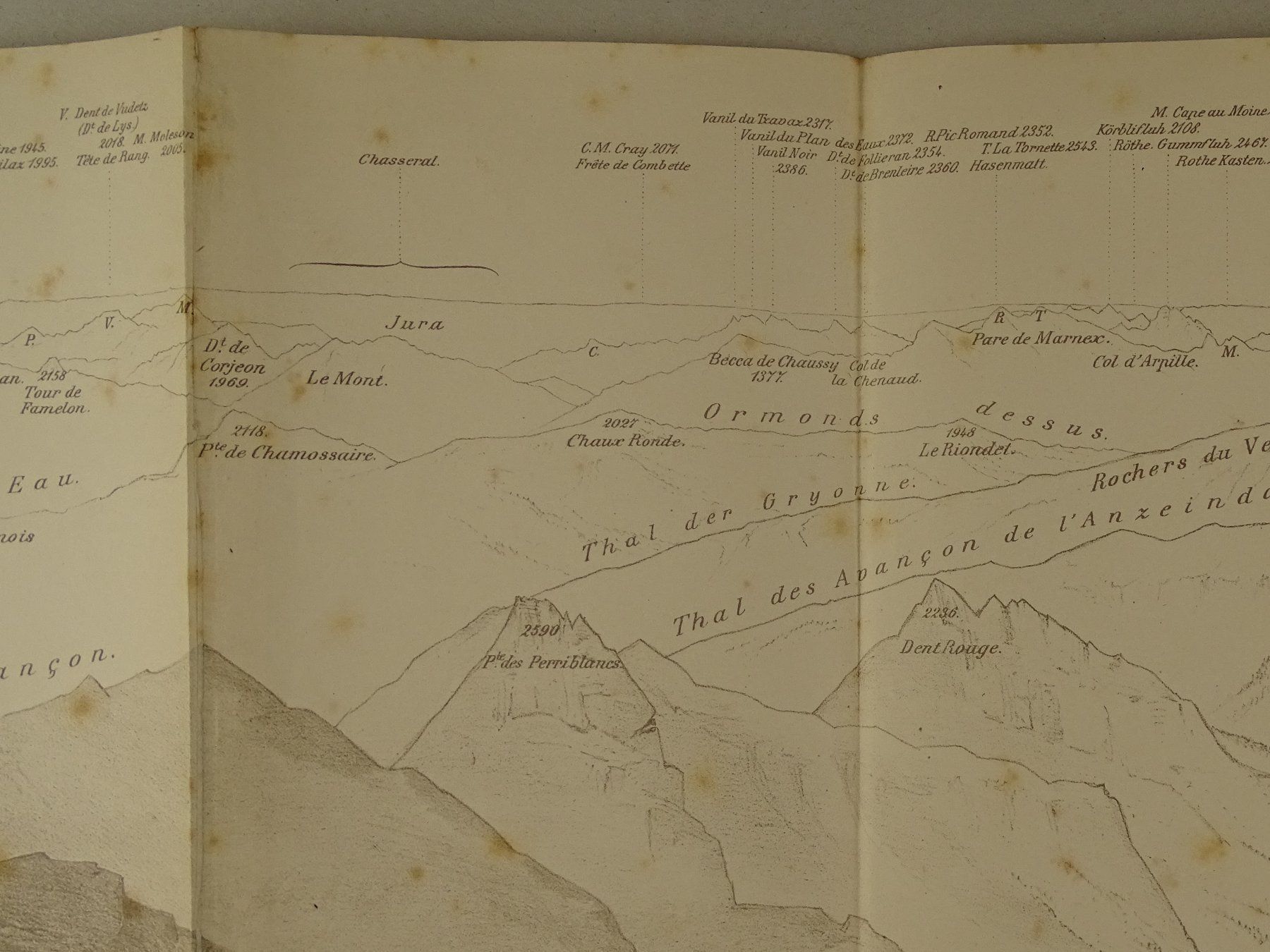 Cartine & Atlanti: PANORAMA VOM VOM GIPFEL DER DENT DE MORCLES 1882 – Usato da Grüningen venduto da Kartensammler 5
