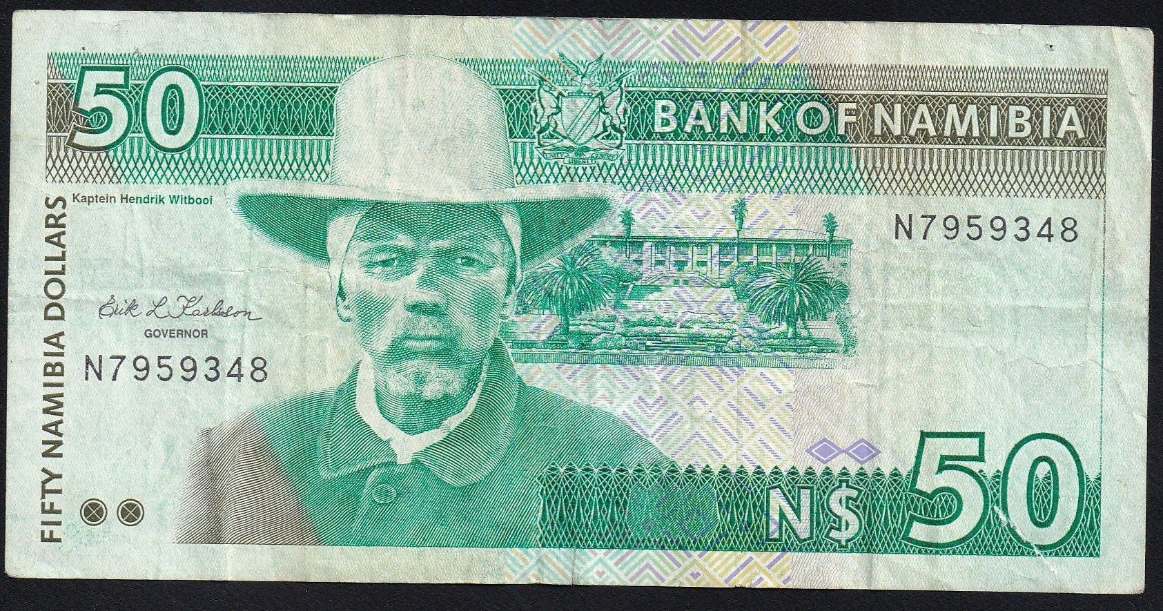 Banconote: Namibia 50 Dollars 1993 – Usato da Brugg AG venduto da banknoten_muesli