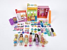 Polly Pocket Konvolut: Glitzertraum-Haus mit vielen Puppen