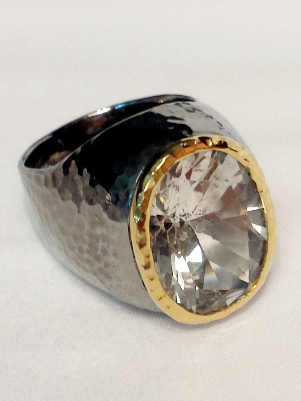 Anelli: Ring Silber mit grossem weissen Topas Stein neu – Nuovo (secondo la descrizione) da Zürich venduto da Bieter04 4