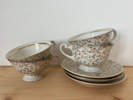Vintage Porzellan "Mayer Wiesau" Bavaria florales Golddekor