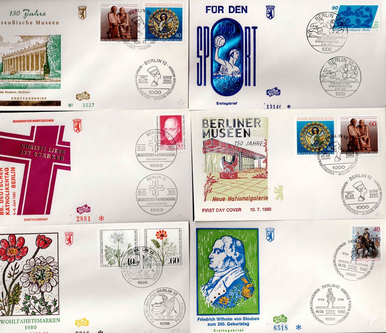 Tutti i francobolli: 6 Erstagsbrief Berlin 1980 – Usato da Koblenz venduto da Markenhimmel