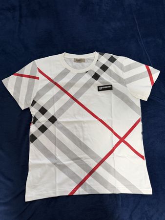 Burberry T-Shirt Gr L kariert Weiss Rot Neuwertig Sommer
