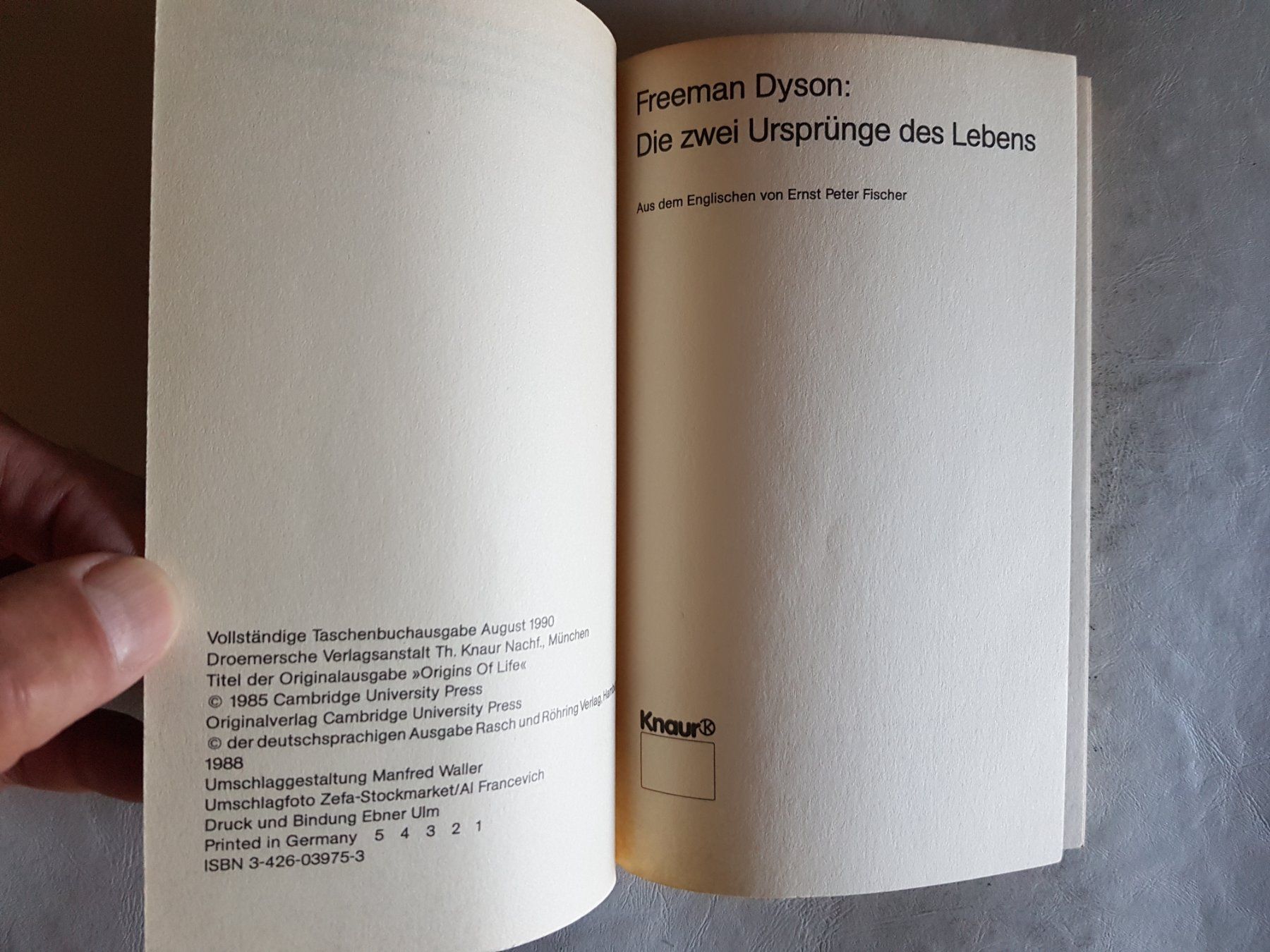 Libri: Freeman Dyson - Die zwei Ursprünge des Lebens - 1990 – Usato da Walterswil BE venduto da Lonitti 5