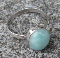 ♥ RING / LARIMAR - ATLANTIS STEIN / GROSSE 50 / TEENAGER