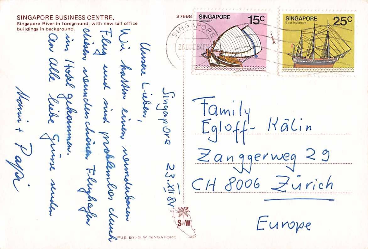 Cartoline postali: SINGAPUR - alte Postkarte EXOTISCHES MOTIV – Usato da Lufingen venduto da Rac0 1