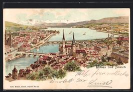 Zürich, Ortsansicht aus der Vogelschau