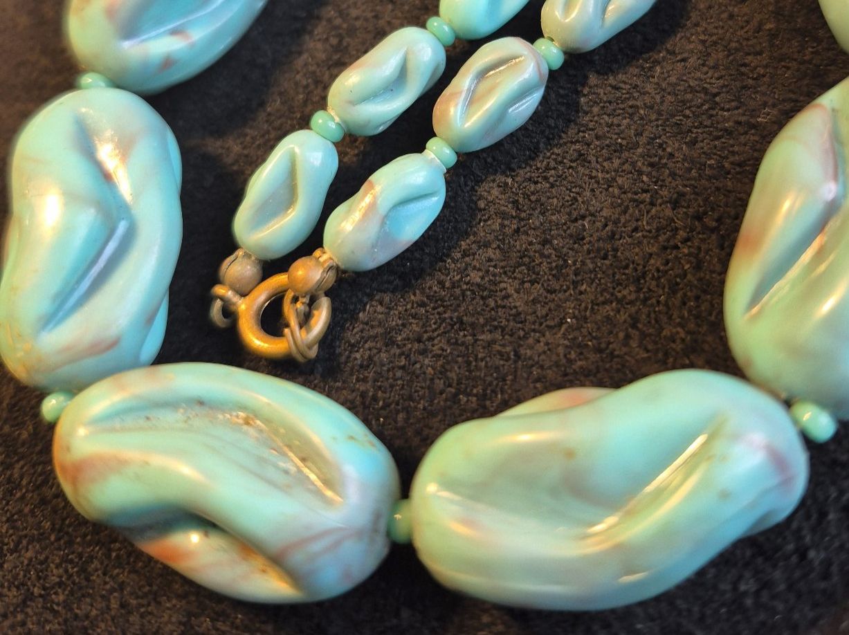 Catenine: Antike Bakelit blaue Halskette Collier, ca 1930-40 – Usato da Zürich venduto da helsan
