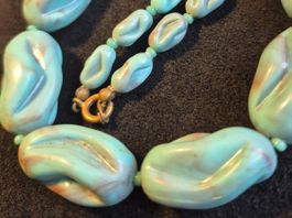 Antike Bakelit blaue Halskette Collier, ca 1930-40