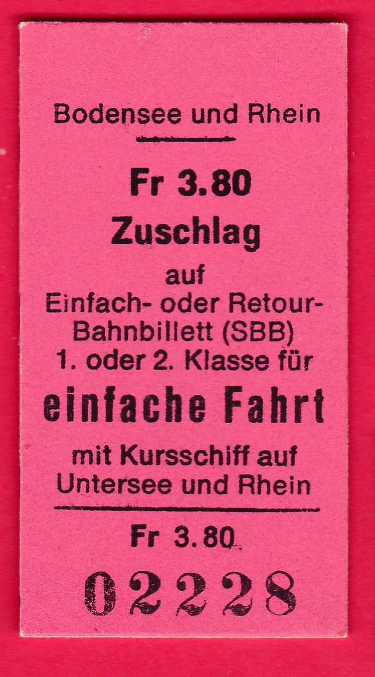 Biglietti: SCHIFF BILLETT, ZUSCHAG, EINFACHE FAHRT, 1. ODER 2.KLASSE – Nuovo (secondo la descrizione) da Oberrieden venduto da Gebirgsstelze