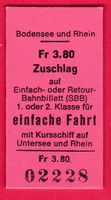 SCHIFF BILLETT, ZUSCHAG, EINFACHE FAHRT, 1. ODER 2.KLASSE