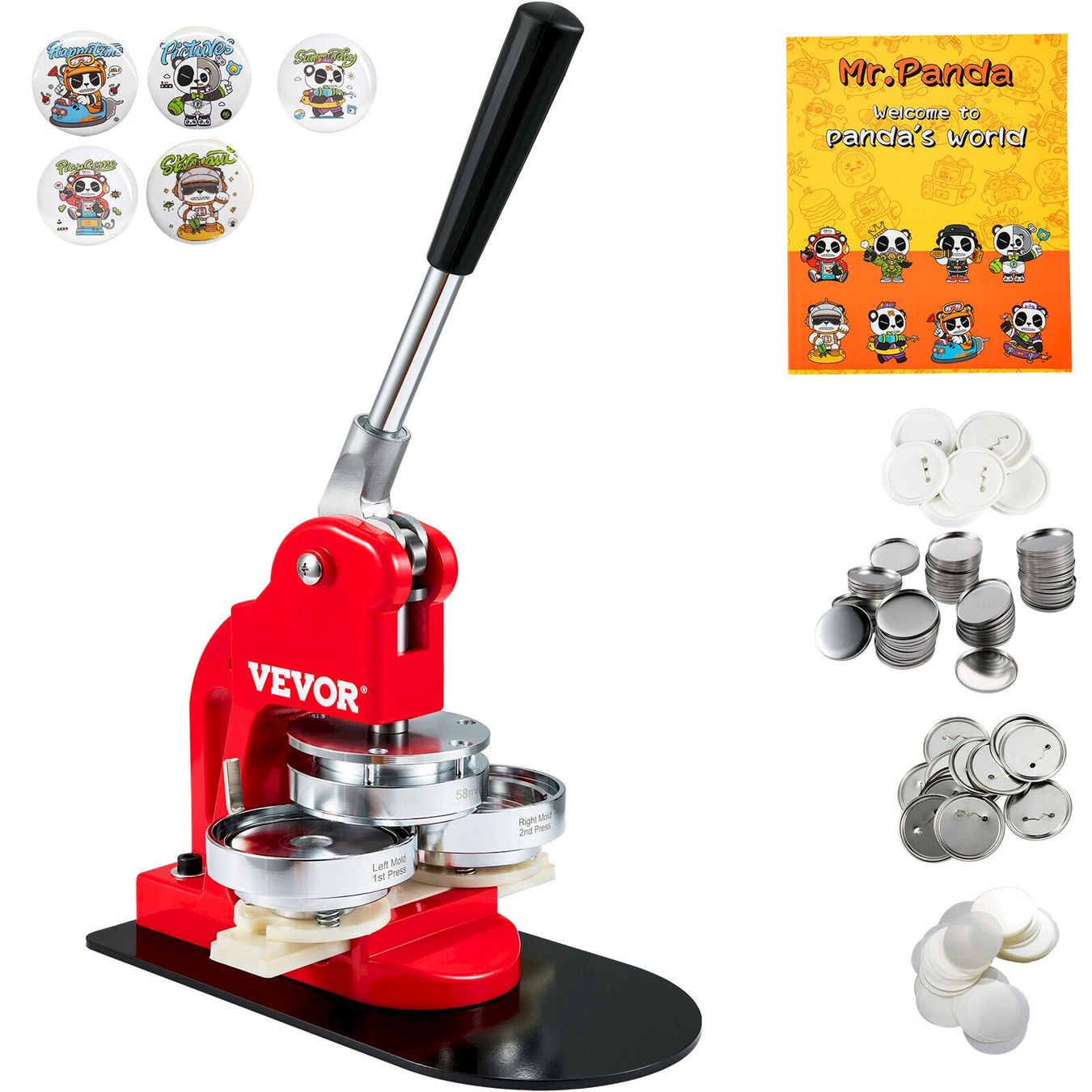 Bastelsets: VEVOR Buttonmaschine 58 mm + 500 Stk. – Neu und originalverpackt aus Bottighofen von zaap