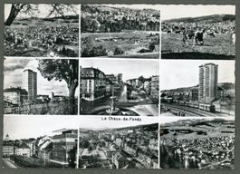 AK sw La Chaux-de-Fonds NE 9-fach- Mehrbildkarte ≈ 1959 