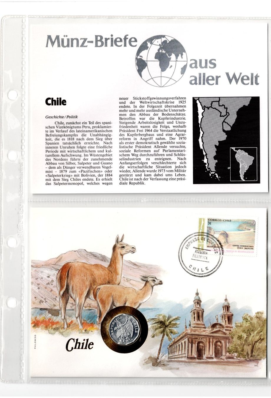 Tutti le monete: Chile_Münzbrief mit Beschreibung – Usato da Hombrechtikon venduto da Fraese01