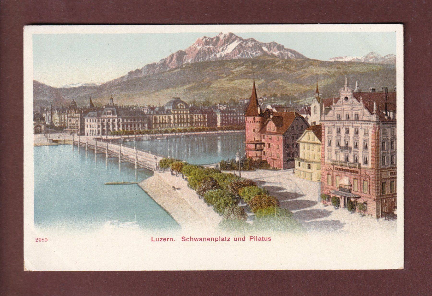 Cartoline postali: LUZERN - Schwanenplatz - Pilatus – Usato da Pully venduto da nicecards