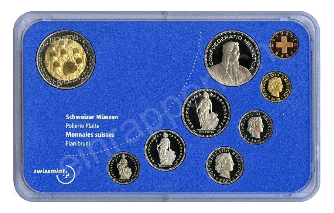 Tutti le monete: SET de monnaie suisse de 2000 non circulé Flanc bruni – Nuovo e nell'imballaggio originale da Fribourg venduto da Kiki020 2