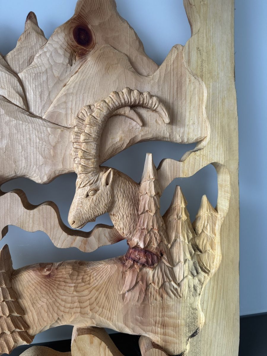 Poster & Bilder: Holzbild Steinbock, geschnitzt, Wanddeko, Handarbeit – Neu (gemäss Beschreibung) aus Ibach von jansim 3