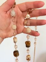 Collier fantaisie avec perles en bois et pierre neuve