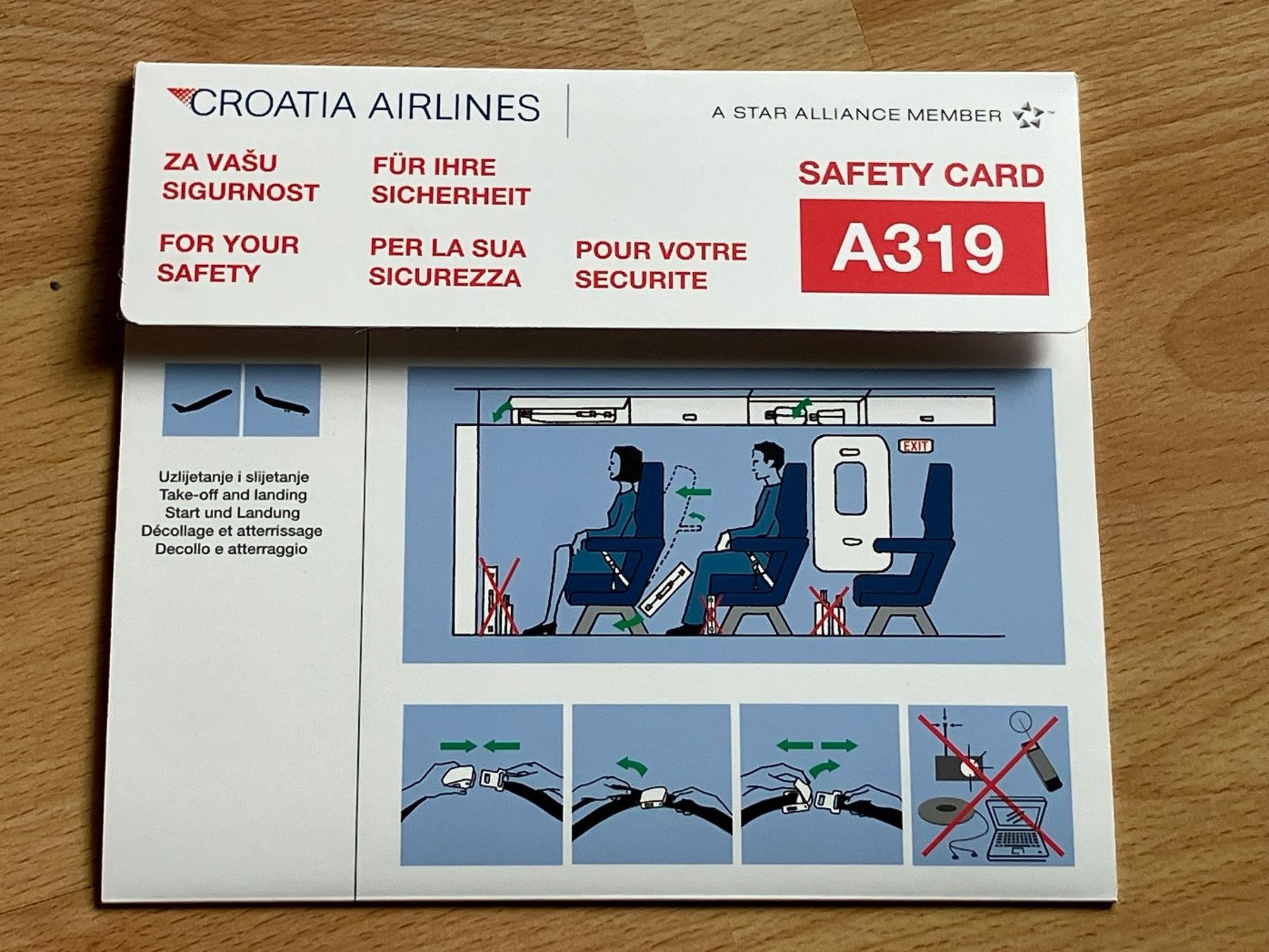 Cartoline: Croatia Airlines Safety card A319 – Usato da Zürich venduto da Classic_Collection_Zurich